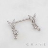 MULTI CZ BUTTEFLRY CHAIN BALL 316L SURGICAL STEEL NIPPLE RING